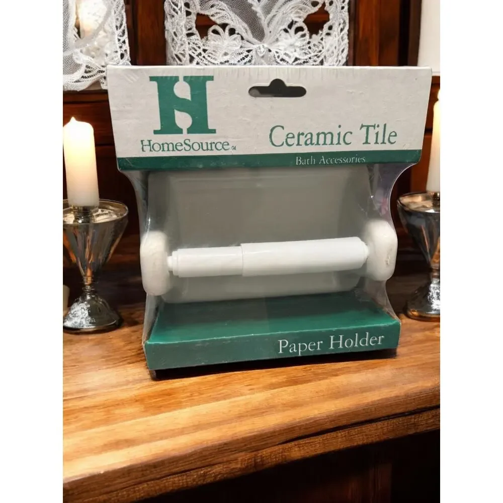 Vintage MCM HomeSource Ceramic Tile Paper Holder White H10 NOS Bathroom